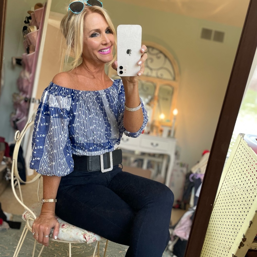 Navy & White Top